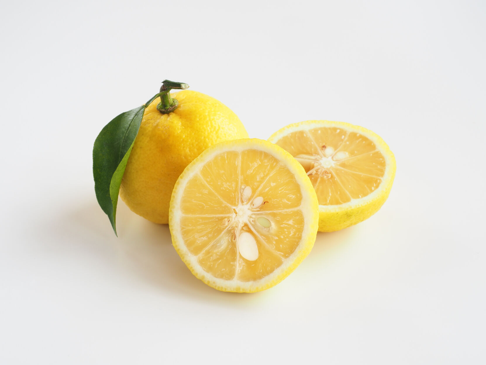 Japanese yuzu fruit on white background